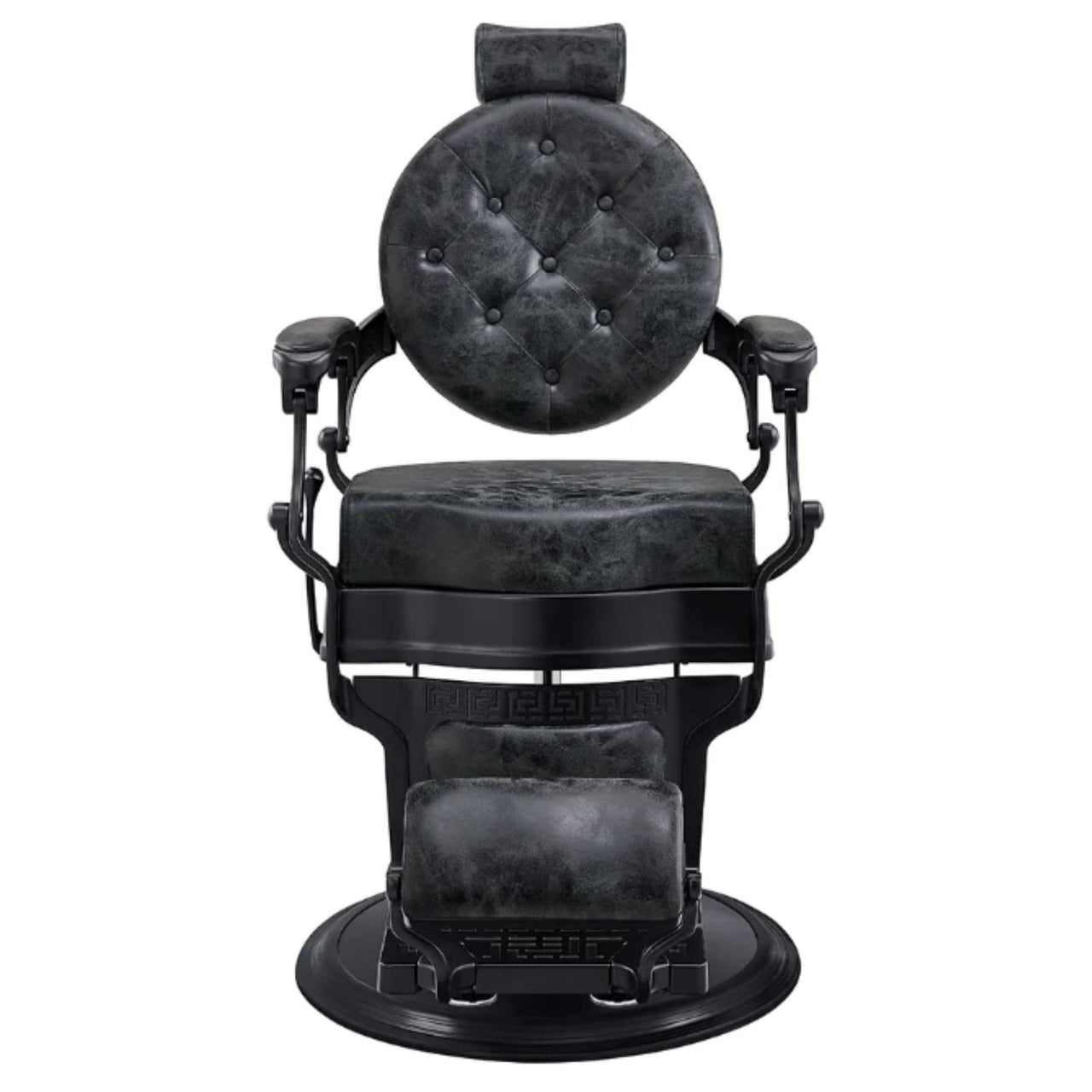 DIR Viking Classic Barber Chair Vintage Black Variant Front View On White Background