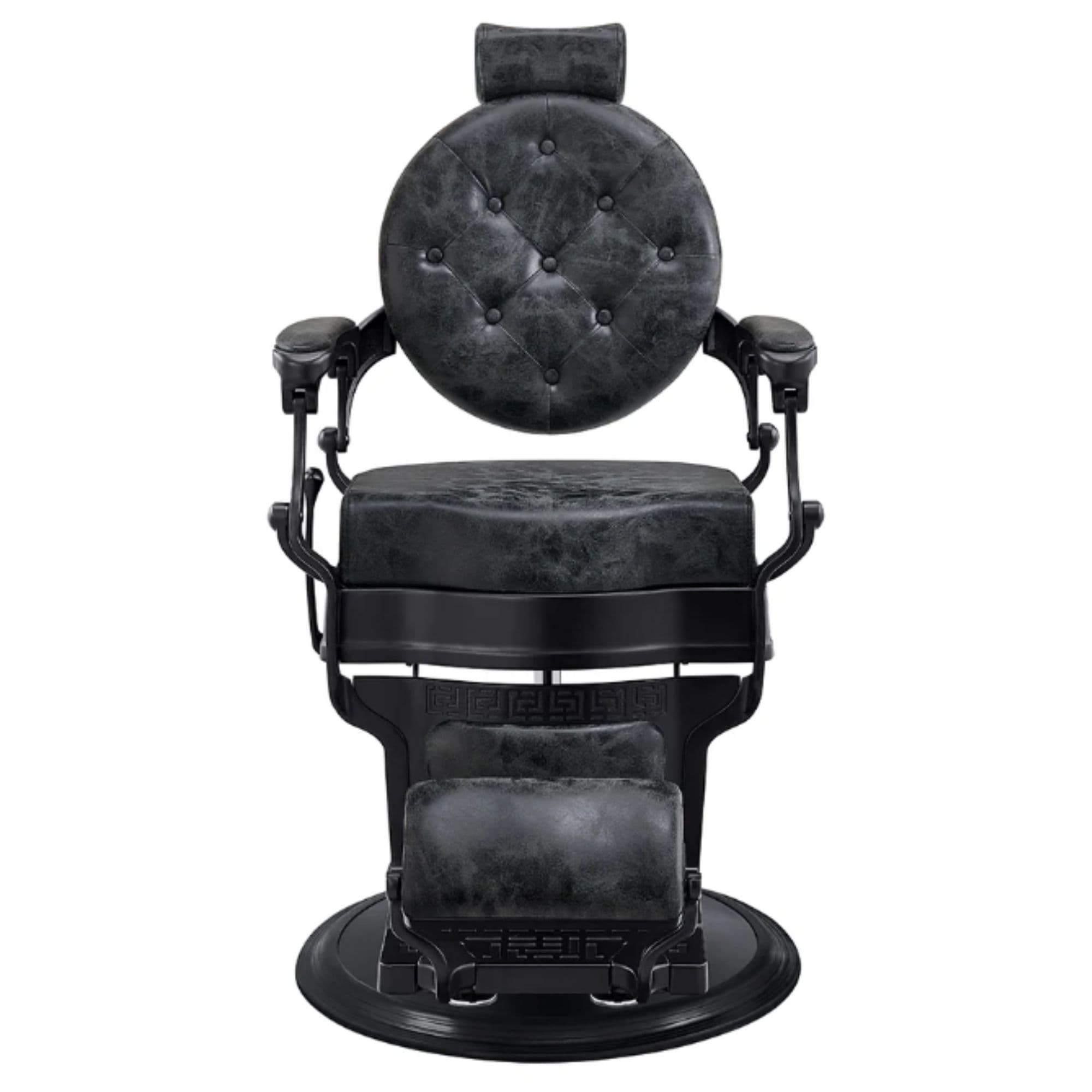 DIR Viking Classic Barber Chair Vintage Black Variant Front View On White Background