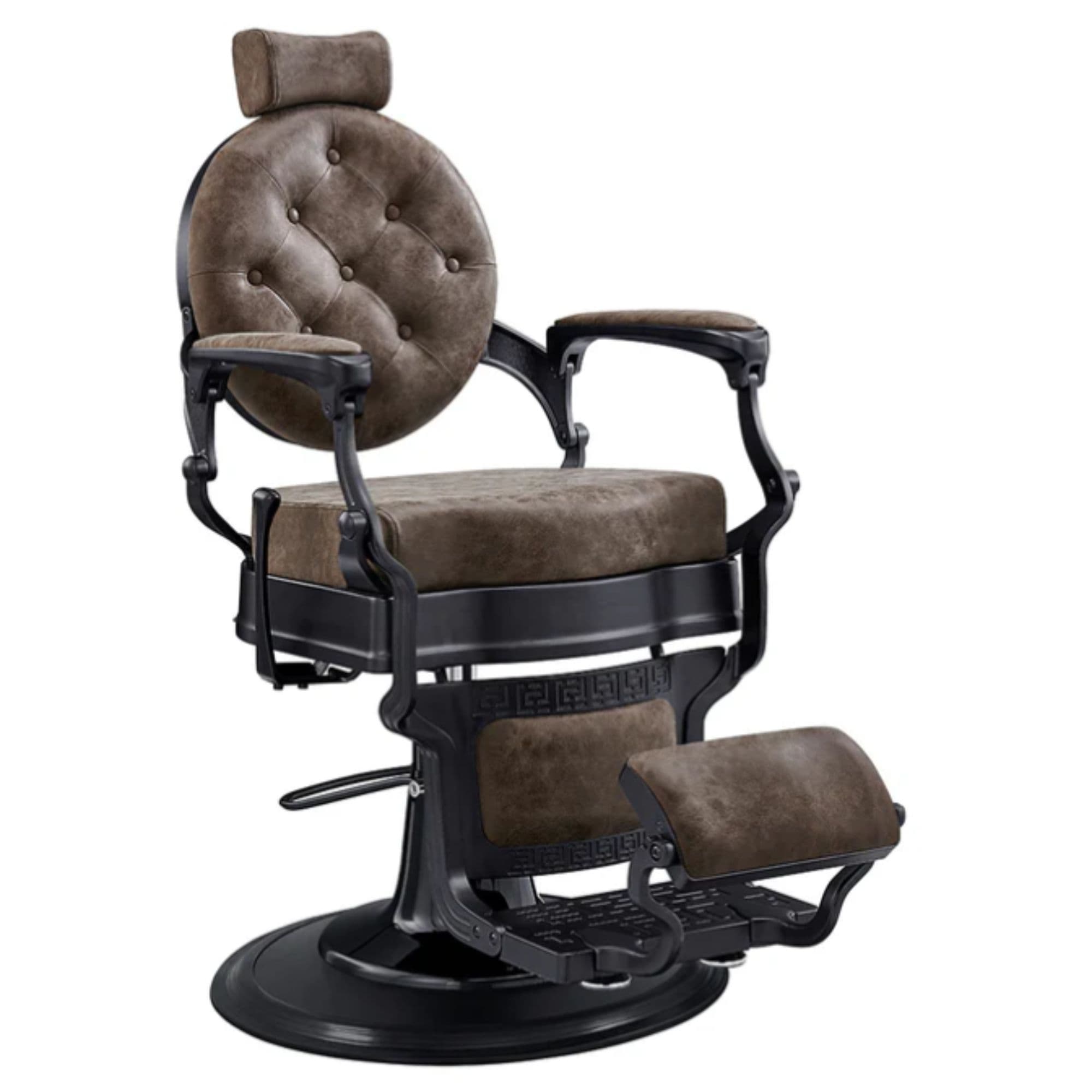 DIR Viking Classic Barber Chair Vintage Brown Variant Front Angled View On White Background