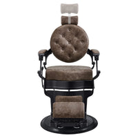 Thumbnail for DIR Viking Classic Barber Chair Vintage Brown Variant Front View Demonstrating Pull Out Headrest Range On White Background