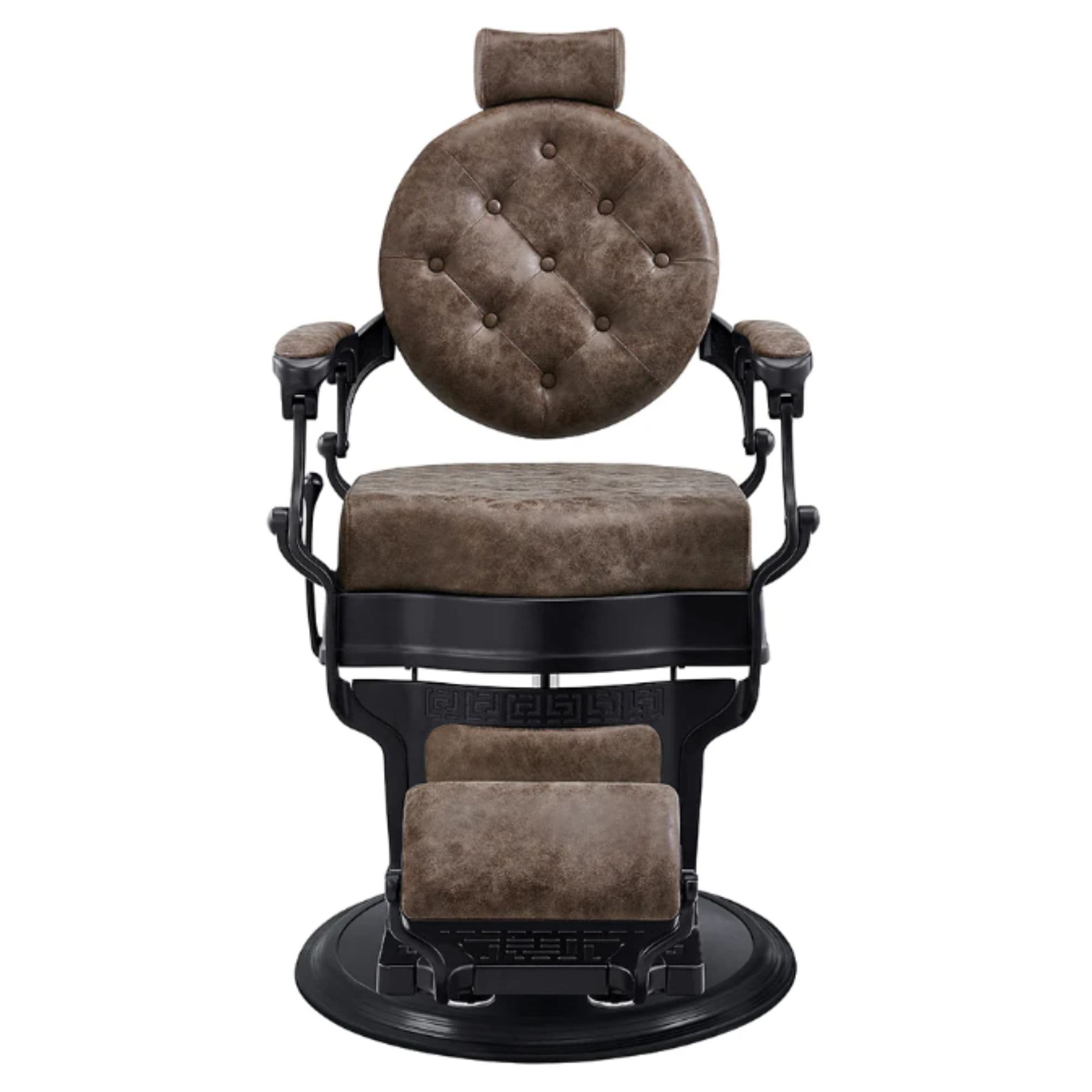 DIR Viking Classic Barber Chair Vintage Brown Variant Front View On White Background