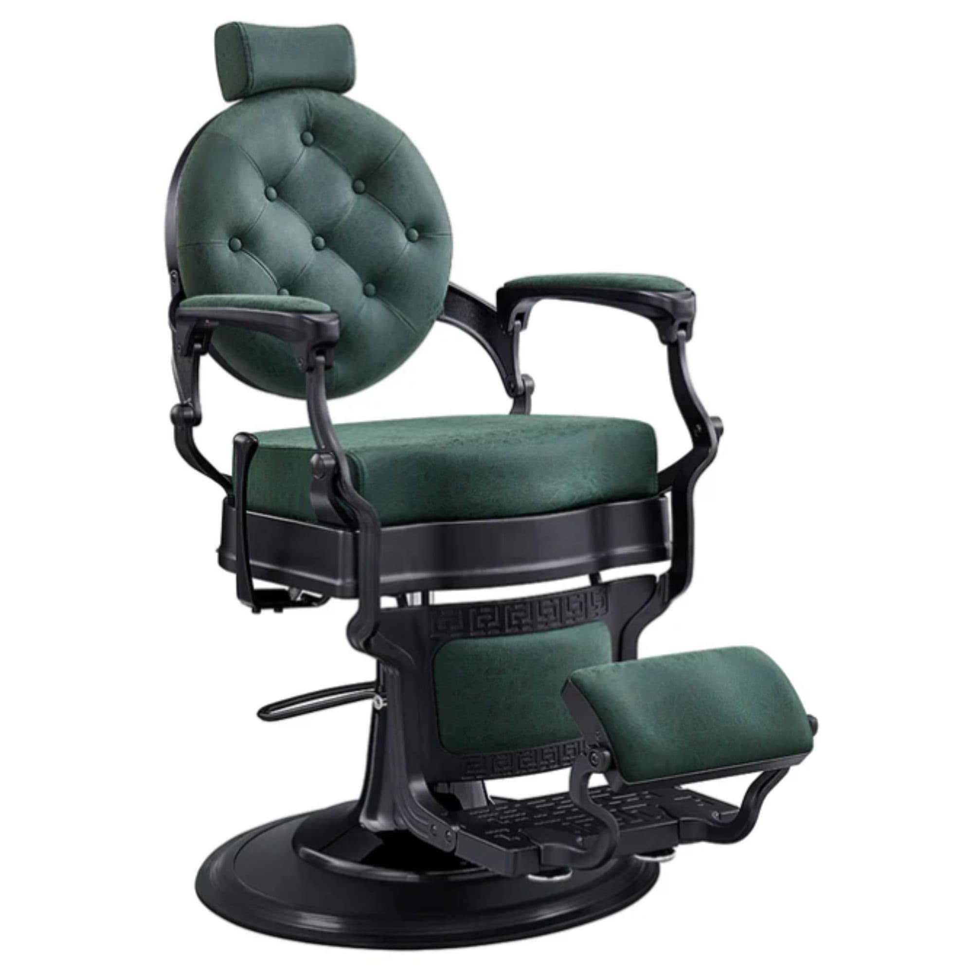 DIR Viking Classic Barber Chair Vintage Green Variant Front Angled View On White Background