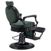 DIR Viking Classic Barber Chair Vintage Green Variant Rear Angled View On White Background