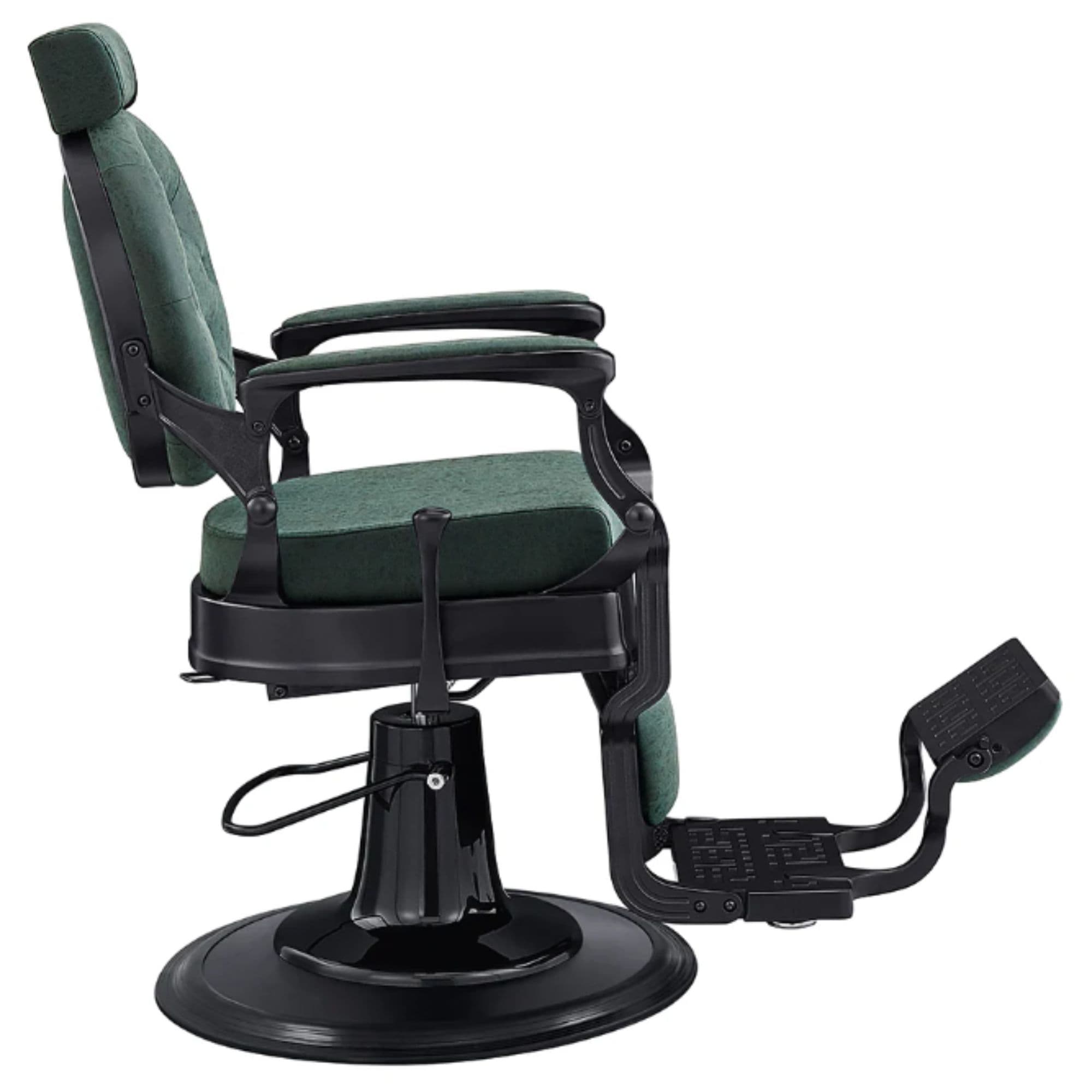 DIR Viking Classic Barber Chair Vintage Green Variant Side View On White Background