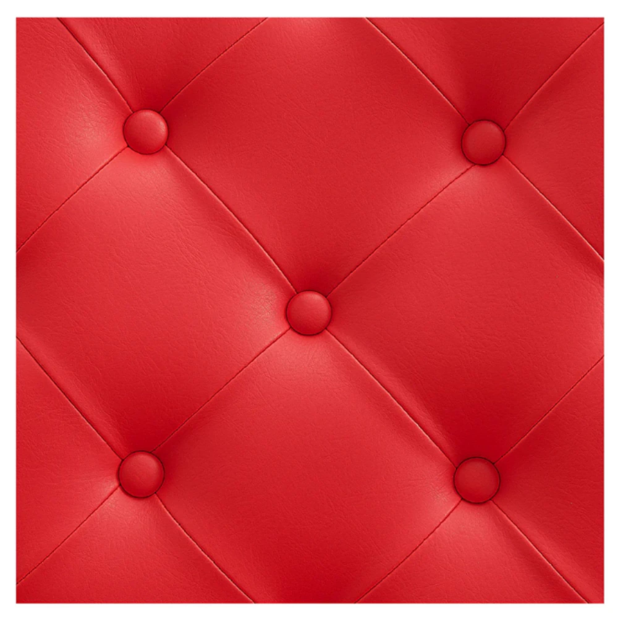 DIR Viking Traditional Barbershop Chair Close-Up View Of Diamond Tufted Red Upholstery Pattern
