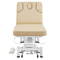 Thumbnail for DIR VitalEarth 2-Motors Treatment Table and Wellness Therapy Bed Beige Color Front View With Foot Controls On White Background