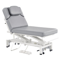 Thumbnail for DIR VitalEarth 2-Motors Treatment Table and Wellness Therapy Bed Gray Color Front Angled View With Face Cradle And Foot Controls On White Background