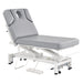 DIR VitalEarth 2-Motors Treatment Table and Wellness Therapy Bed Gray Color Front Angled View With Face Hole And Foot Controls On White Background