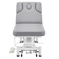 Thumbnail for DIR VitalEarth 2-Motors Treatment Table and Wellness Therapy Bed Gray Color Front Angled View With Foot Controls On White Background