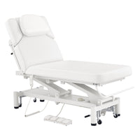Thumbnail for DIR VitalEarth 2-Motors Treatment Table and Wellness Therapy Bed White Color Front Angled View With Face Cradle And Foot Controls On White Background