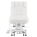 DIR VitalEarth 2-Motors Treatment Table and Wellness Therapy Bed White Color Front Angled View With Foot Controls On White Background