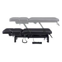 Thumbnail for DIR VitalEarth 2-Motors Treatment and Wellness Bed Black Color Side View And Fully Reclined Showing An Up And Down Adjustment With Foot Controls On White Background