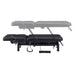 DIR VitalEarth 2-Motors Treatment and Wellness Bed Black Color Side View And Fully Reclined Showing An Up And Down Adjustment With Foot Controls On White Background