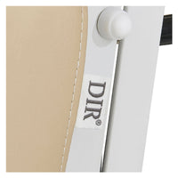 Thumbnail for DIR VitalEarth 2-Motors Treatment and Wellness Bed Close-Up View Of Beige Upholstery With Brand Name