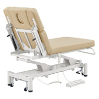 Thumbnail for DIR VitalEarth Dual-Motor Therapy Treatment Table Beige Angled Rear View With Foot Control On White Background