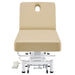DIR WellRelax 2-Motors Therapy Treatment Table with Tilting Cradle Pillow Beige Front View With Foot Control And Face Hole On White Background