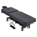 DIR WellRelax 2-Motors Therapy Treatment Table with Tilting Cradle Pillow Black Color Angled Top View Fully Reclined With Cradle And Foot Control On White Background