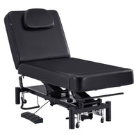 Thumbnail for DIR WellRelax 2-Motors Therapy Treatment Table with Tilting Cradle Pillow Black Front Angled View With Cradle And Foot Control On White Background