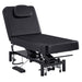 DIR WellRelax 2-Motors Therapy Treatment Table with Tilting Cradle Pillow Black Front Angled View With Cradle And Foot Control On White Background