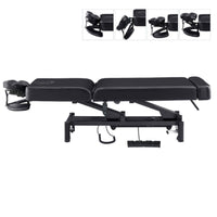 Thumbnail for DIR WellRelax 2-Motors Therapy Treatment Table with Tilting Cradle Pillow Black Side View Of Fully Reclined With Adjustable Face Cradle On White Background