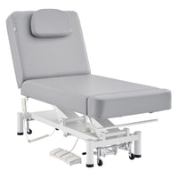 Thumbnail for DIR WellRelax 2-Motors Therapy Treatment Table with Tilting Cradle Pillow Gray Front Angled View With Cradle And Foot Control On White Background