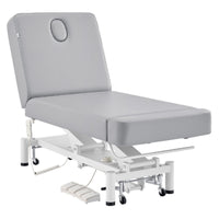 Thumbnail for DIR WellRelax 2-Motors Therapy Treatment Table with Tilting Cradle Pillow Gray Front Angled View With Foot Control On White Background