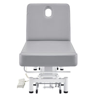 Thumbnail for DIR WellRelax 2-Motors Therapy Treatment Table with Tilting Cradle Pillow Gray Front View With Foot Control On White Background