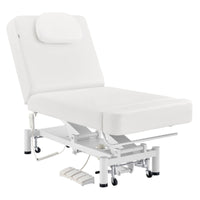 Thumbnail for DIR WellRelax 2-Motors Therapy Treatment Table with Tilting Cradle Pillow White Front Angled View With Cradle And Foot Control On White Background