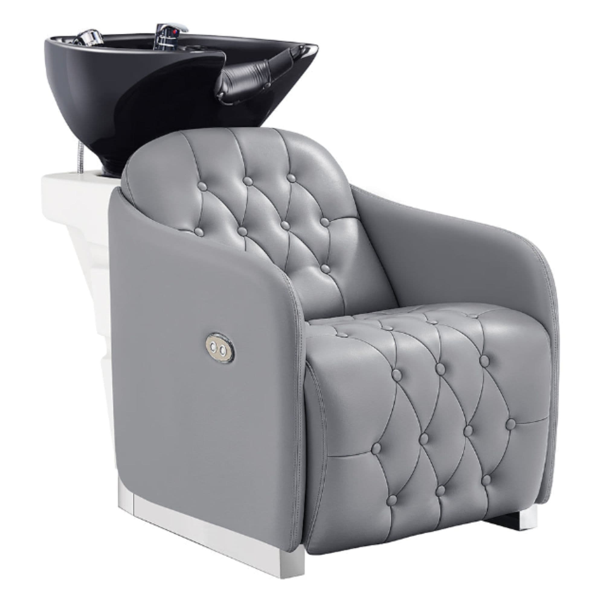 DIR Yume Dreaming Electric Salon Backwash Station Black Front Angled View With Black Single Sink On White Background