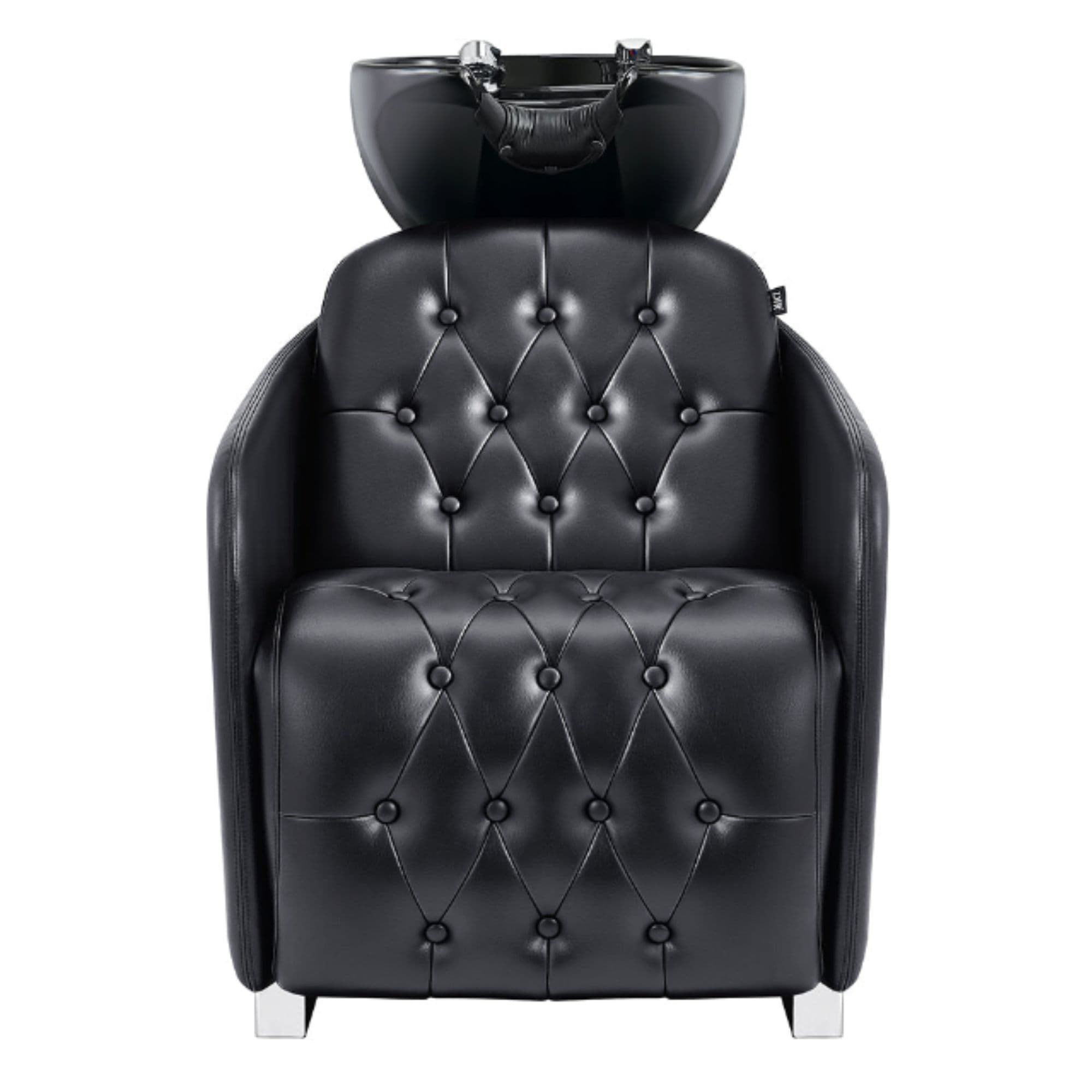 DIR Yume Dreaming Electric Salon Backwash Station Black Front View With Black Single Sink On White Background