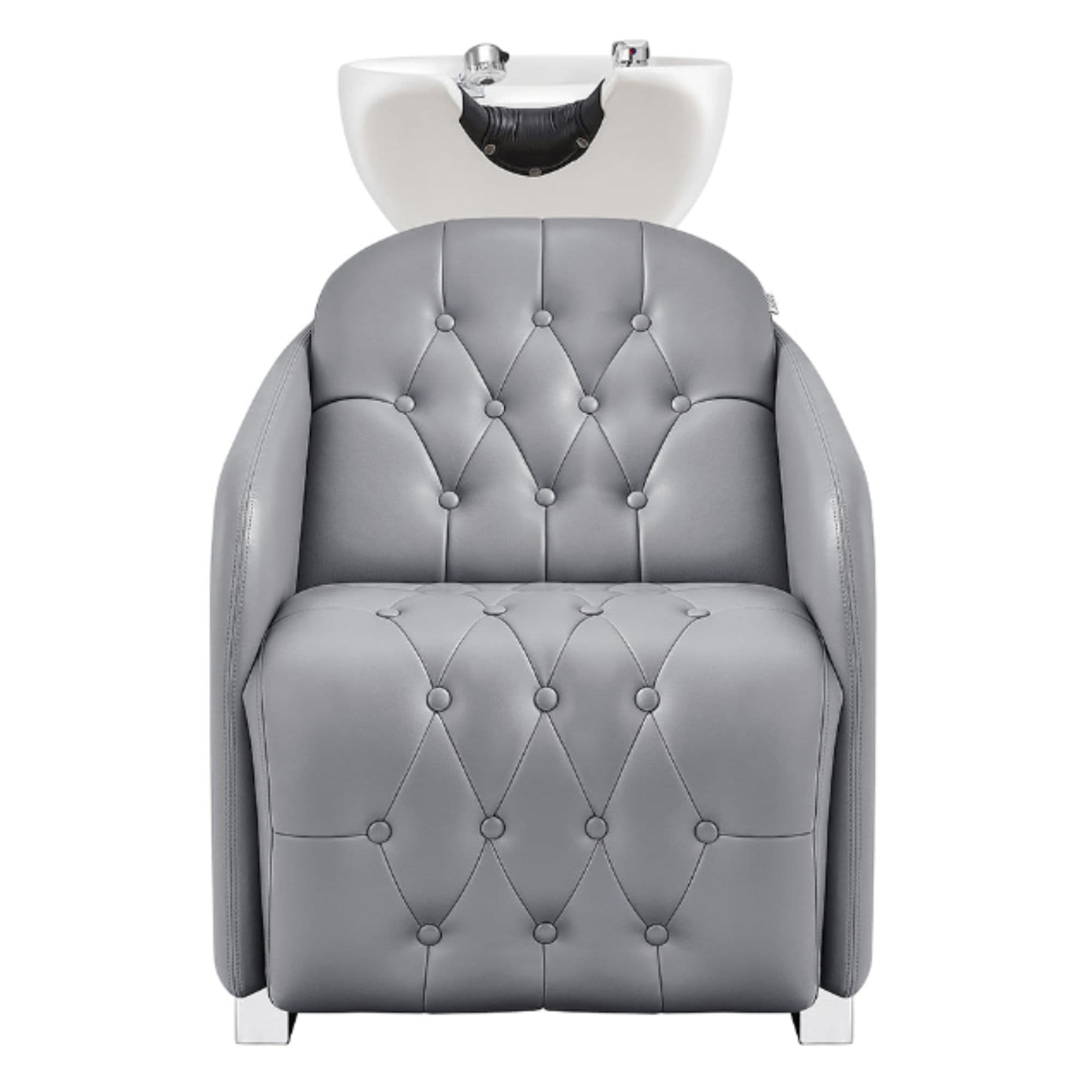 DIR Yume Dreaming Electric Salon Backwash Station Gray Front View Of White Single Shampoo Wash Station On Clean Background