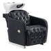 DIR Yume Dreaming Electric Shampoo Backwash Unit Black Front Angled View With White Single Sink On White Background
