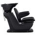 DIR Zenith Shampoo Chair and Bowl with Adjustable Seat Black Side View Of Black Single Shampoo Wash Station With White Clean Background