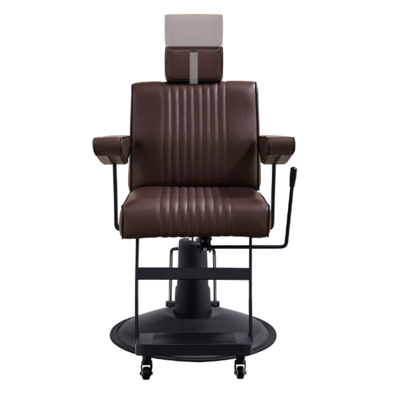 Dainty Reclining Chairs Brown Variant Front View Demonstrating Pull Out Headrest Range On White Background