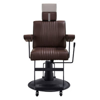 Thumbnail for Dainty Reclining Chairs Brown Variant Front View Demonstrating Pull Out Headrest Range On White Background