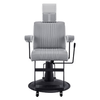 Thumbnail for Dainty Reclining Chairs Gray Variant Front View Demonstrating Pull Out Headrest Range On White Background