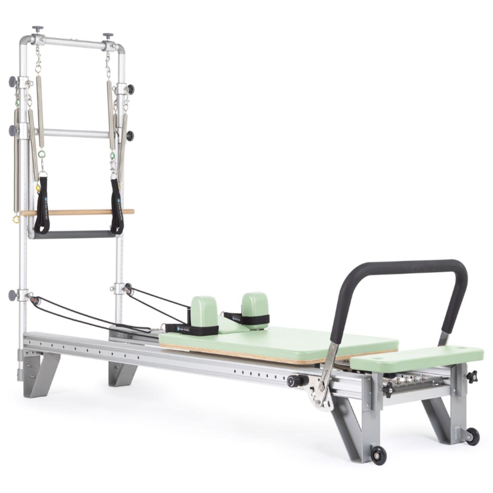 Elina Aluminium Reformer Mentor with Tower Green Variant Front Angled View On White Background