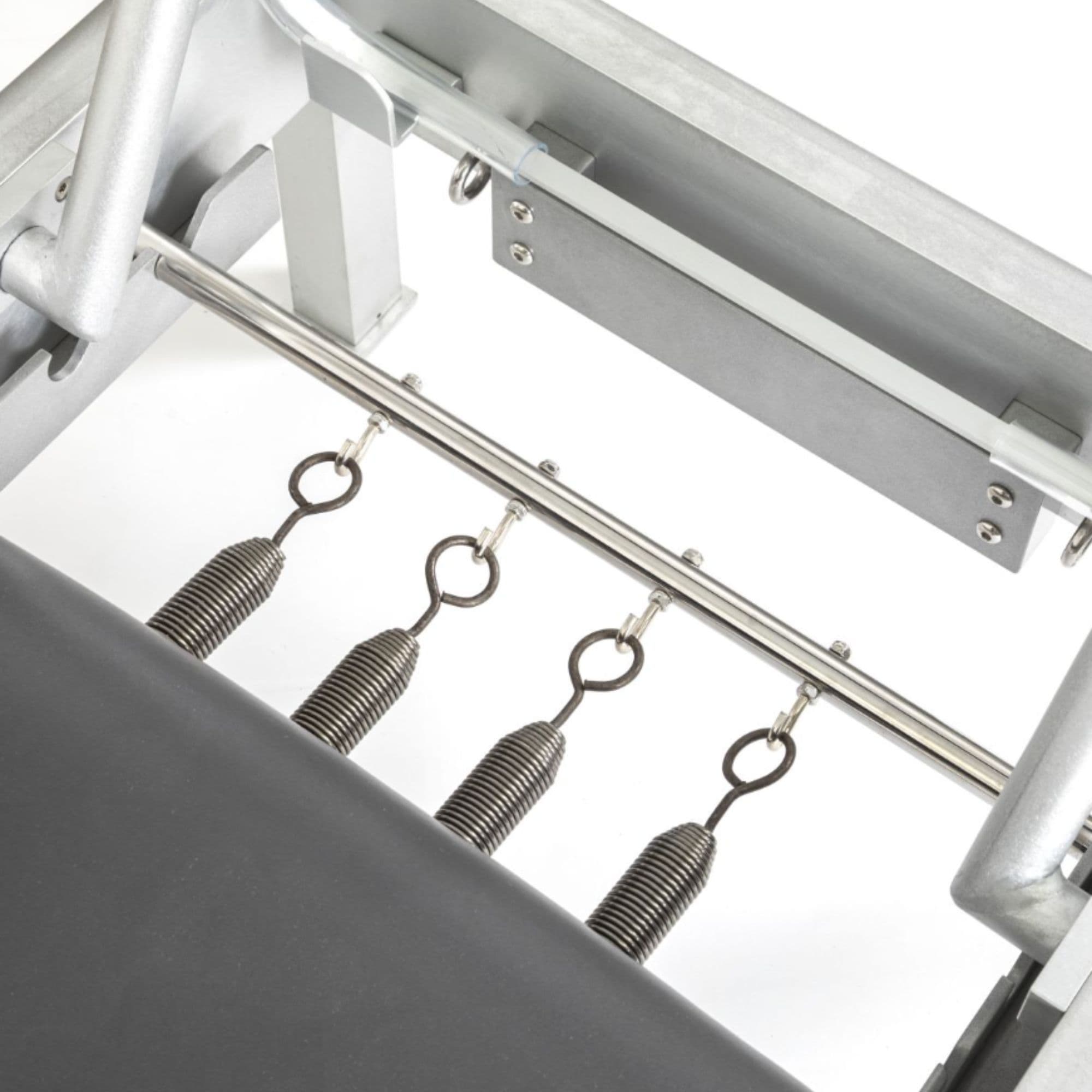 Elina Classic Aluminium Reformer 86 Inches Close-Up View Of Springs And Gray Upholstered Bed