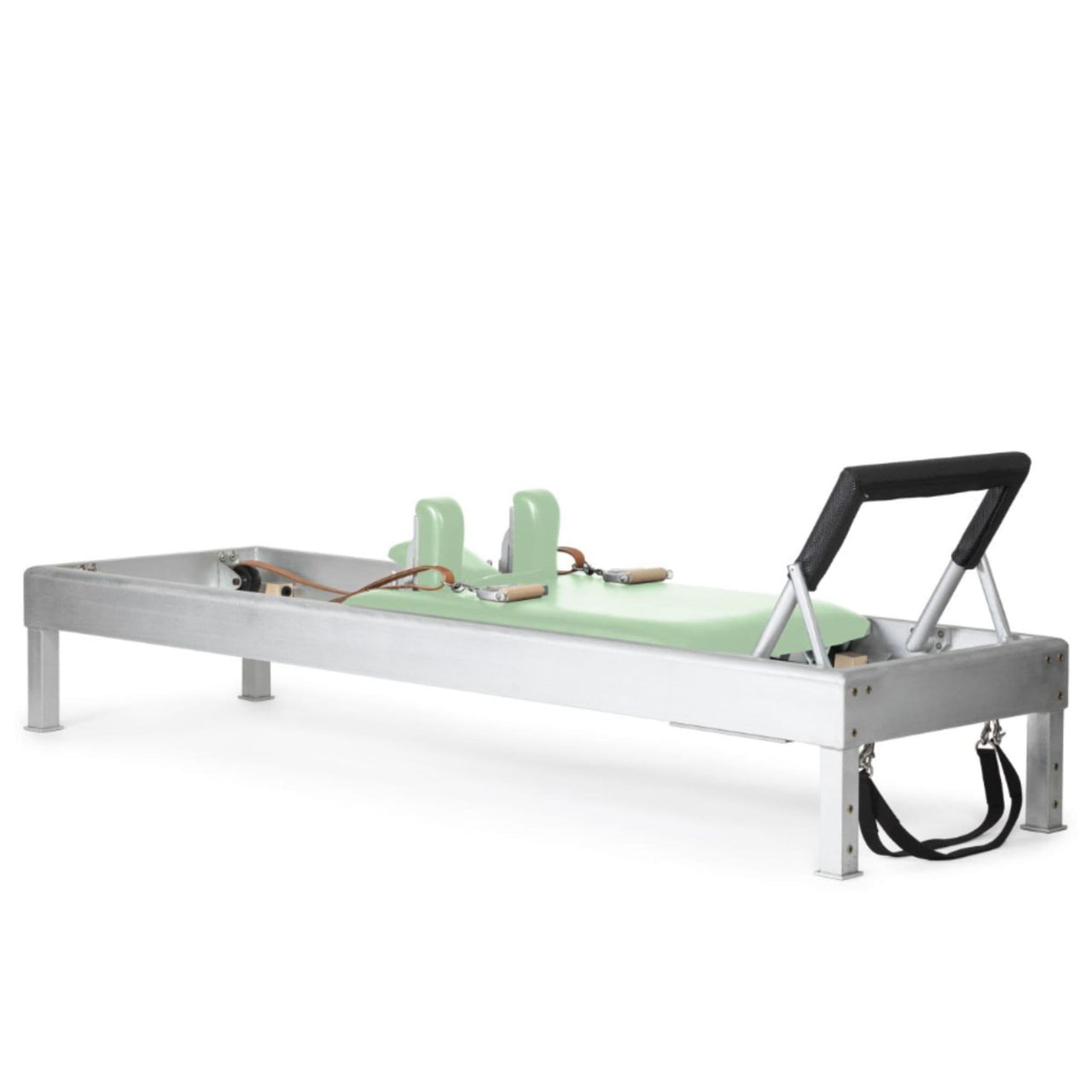 Elina Classic Aluminium Reformer 86 Inches Green Variant Front Angled View On White Background