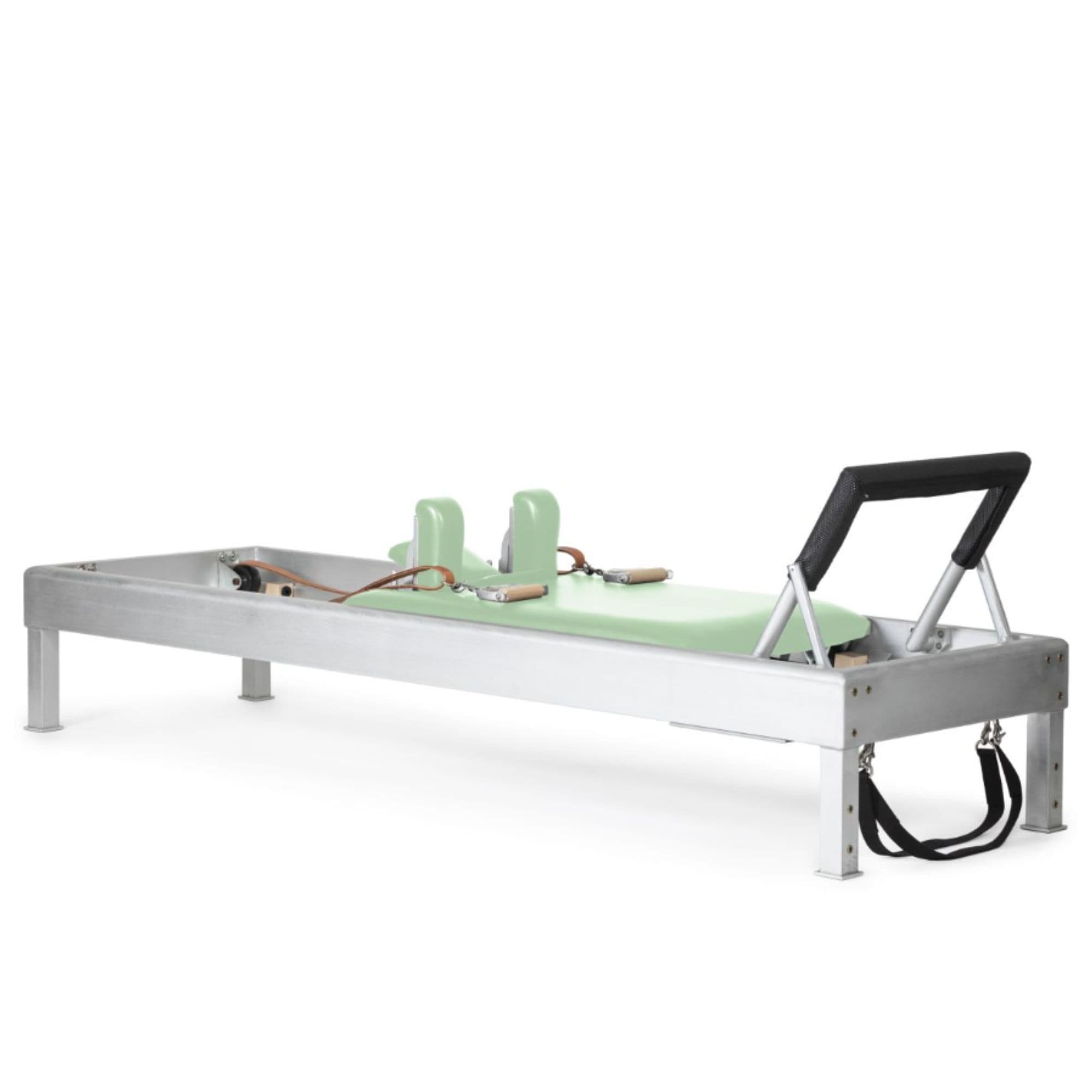 Elina Classic Aluminium Reformer 86 Inches Green Variant Front Angled View On White Background