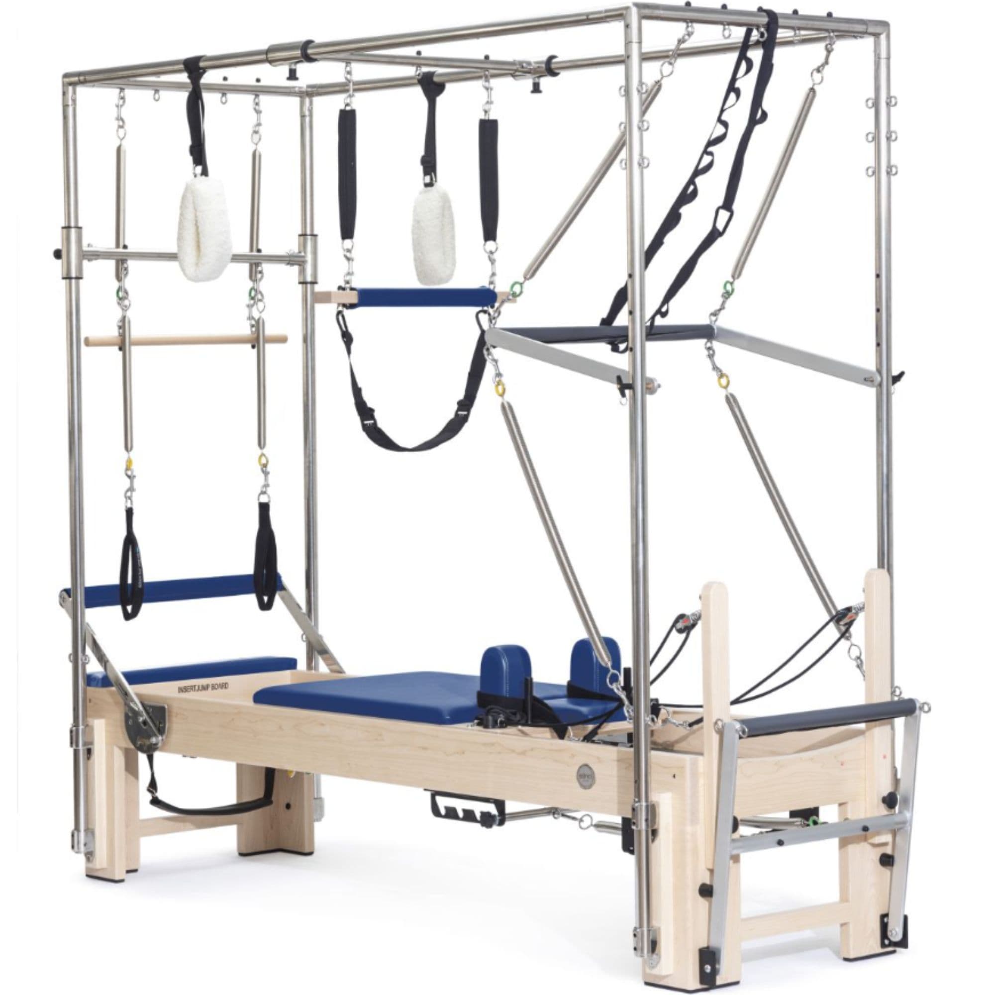 Elina Elite Cadillac Reformer Blue Variant Front Angled View Of Pilates Cadillac With Frame And Accessories