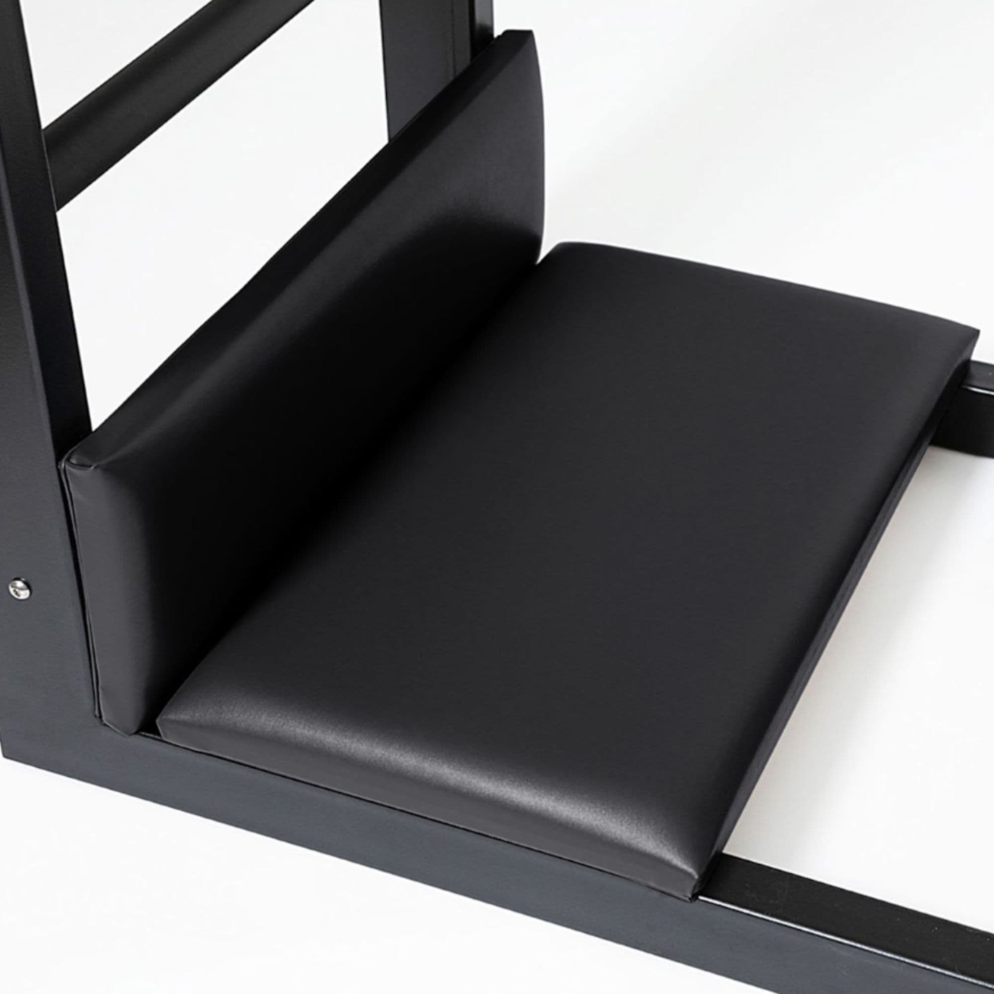 Elina Elite Ladder Barrel with Steel Base Close-Up View Of The Padded Seat And Backrest On A Pilates Ladder Barrel