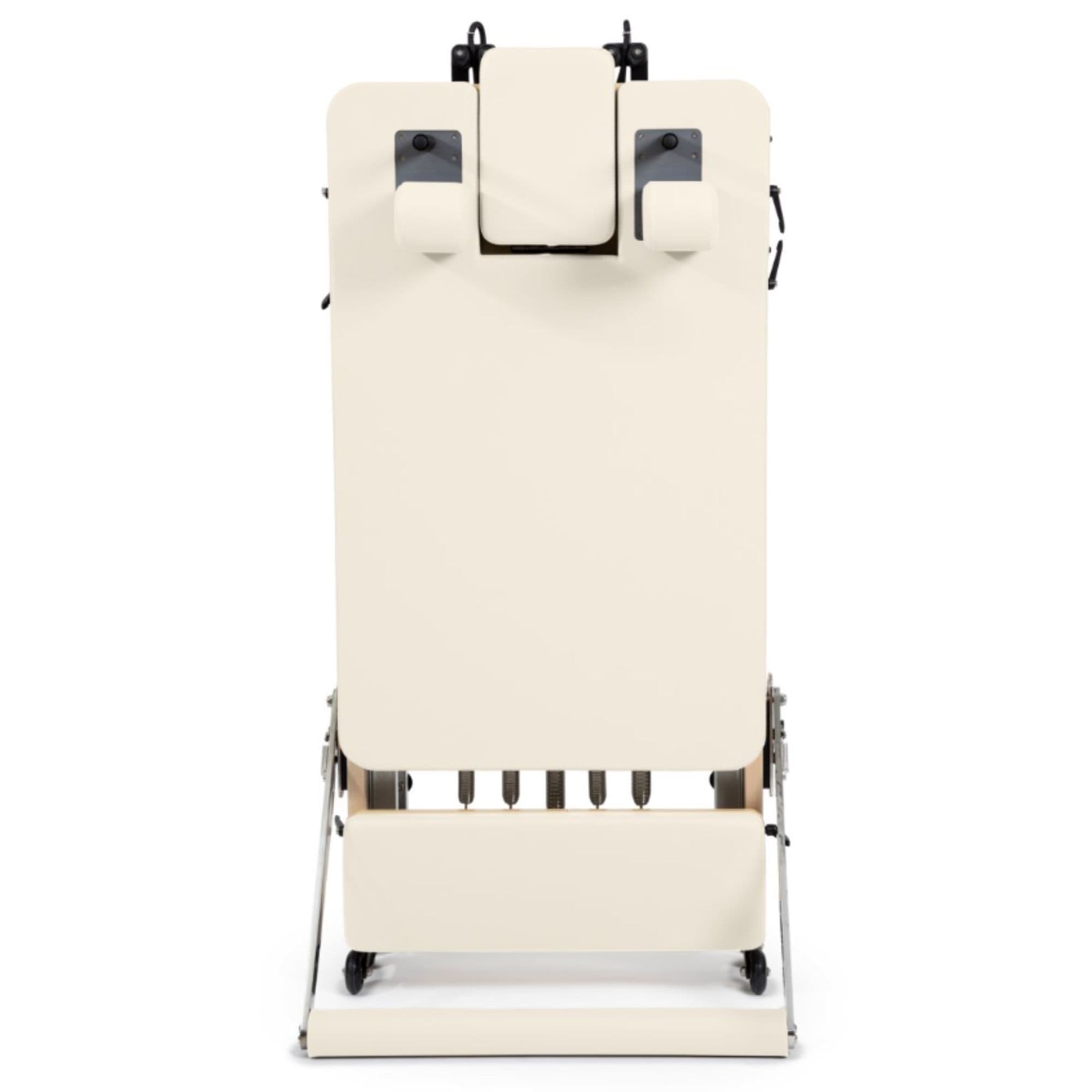 Elina Foldable Reformer for Home Ivory Variant Showing Upright Position On White Background