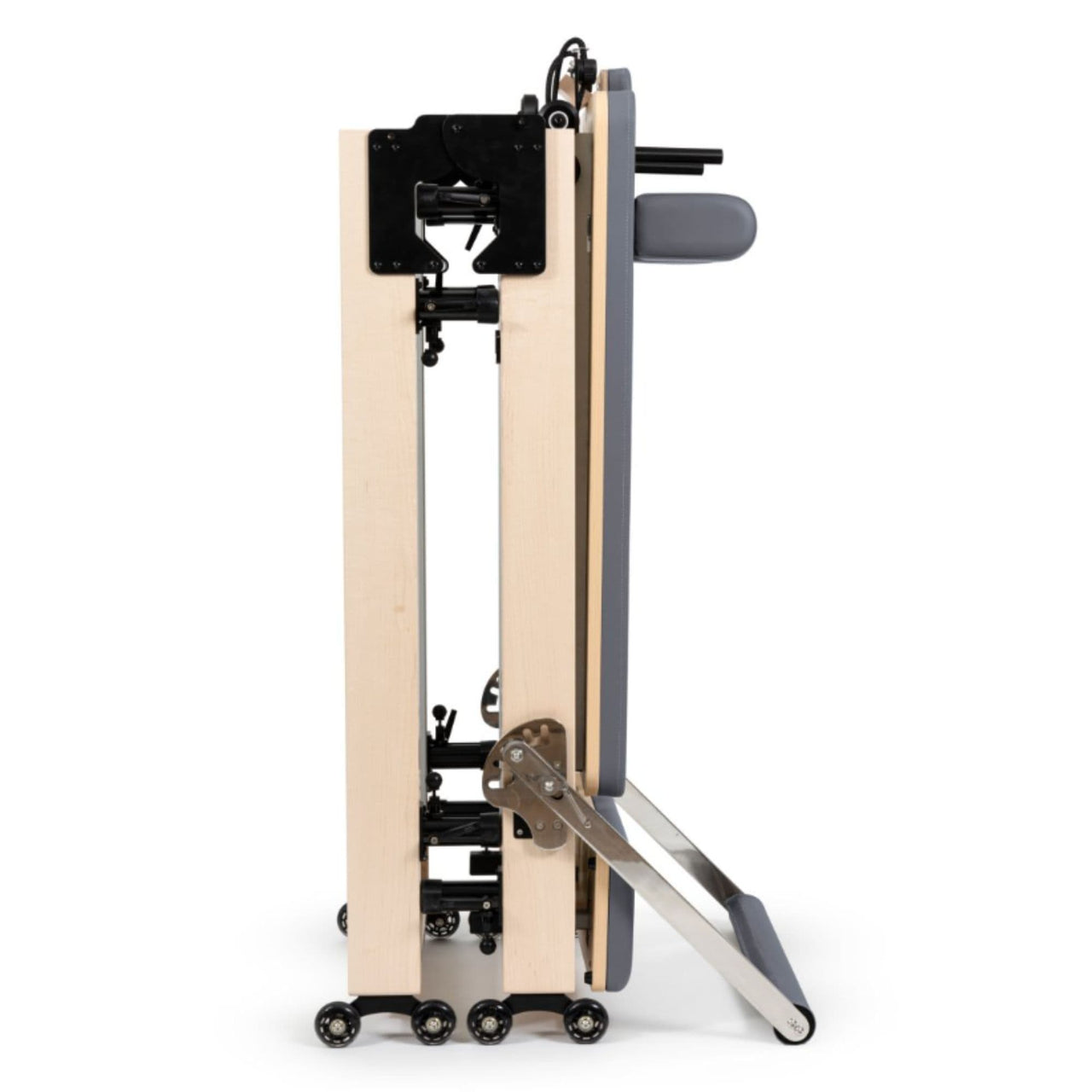 Elina Foldable Reformer for Home Ocean Blue Variant Side View Showing Space-Saving Folded Configuration On White Background