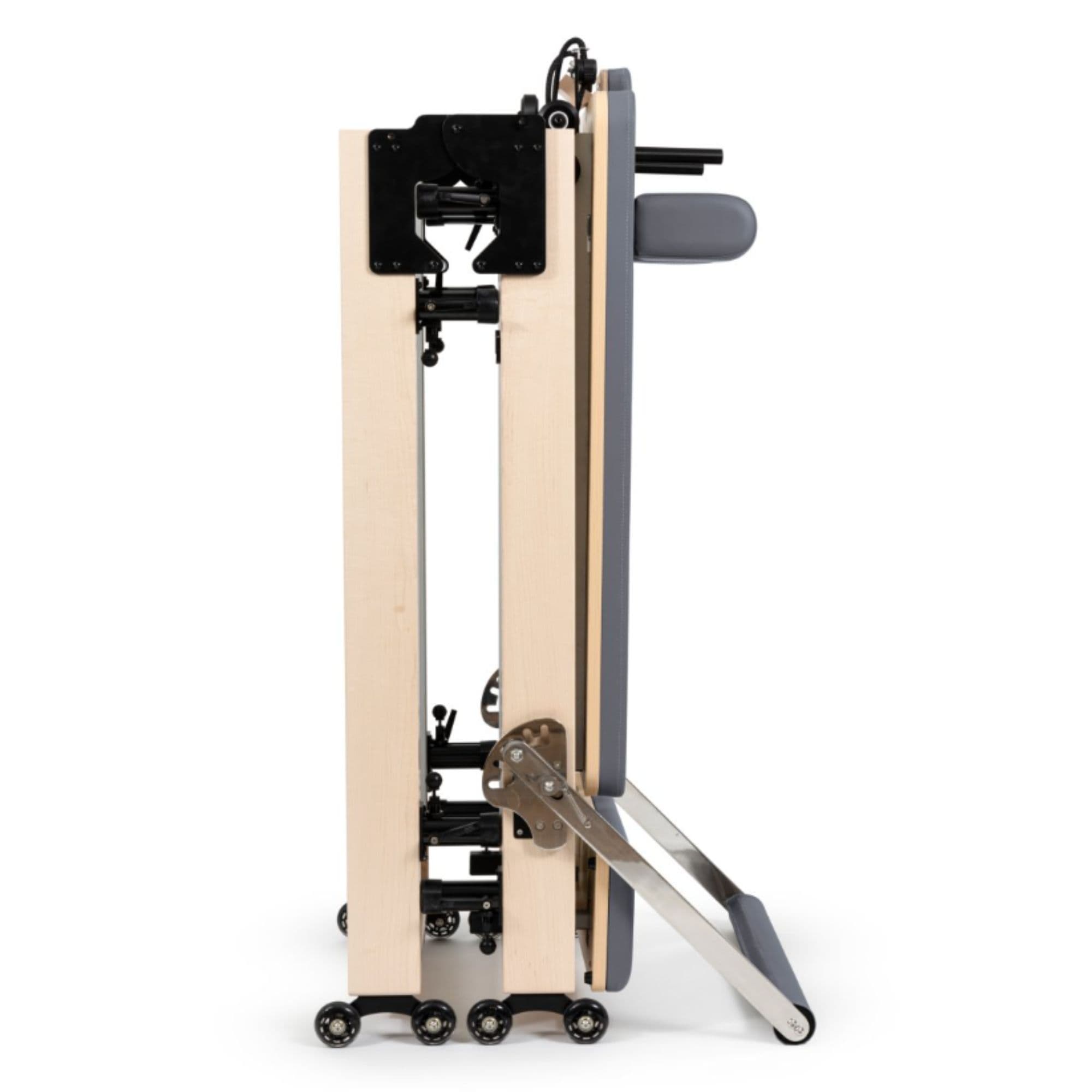Elina Foldable Reformer for Home Ocean Blue Variant Side View Showing Space-Saving Folded Configuration On White Background
