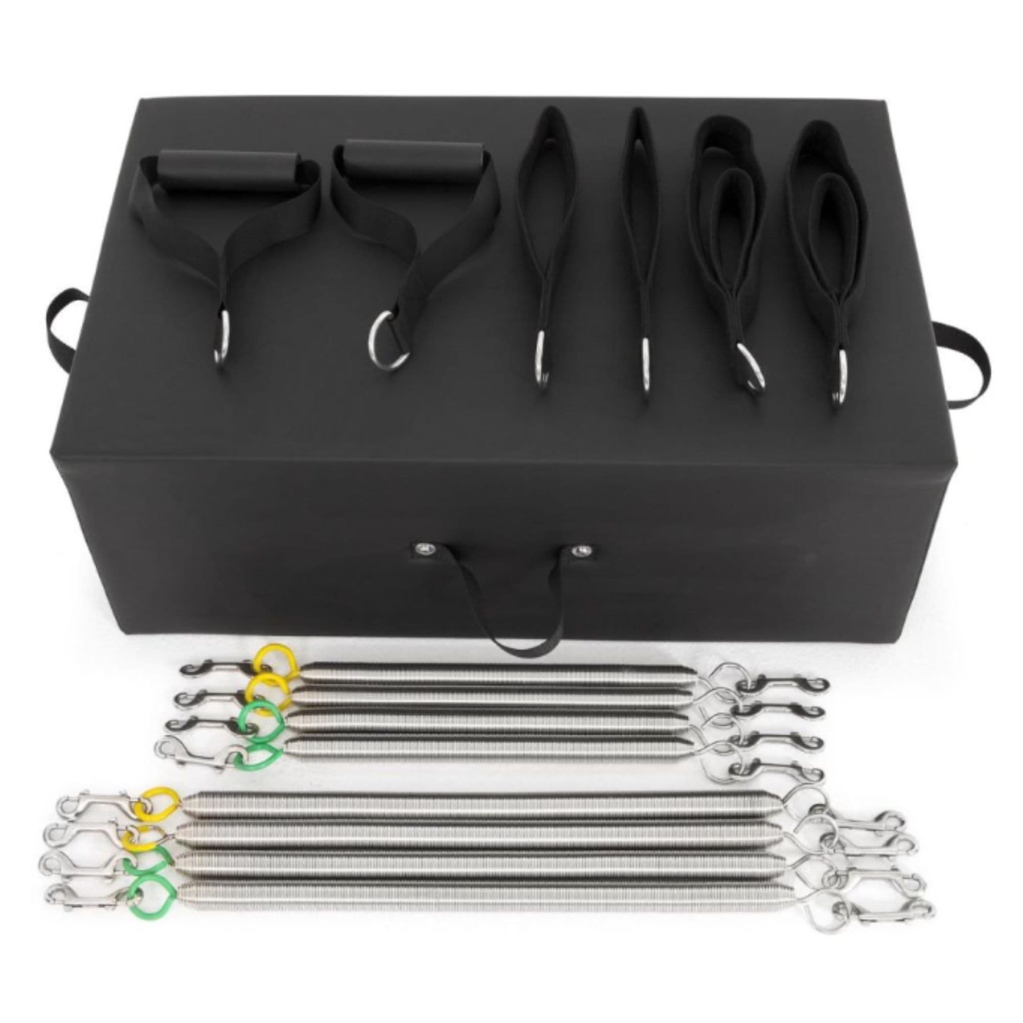 Elina HL Aluminum Reformer with Tower HL1  Top View Of Accessory Kit With Color Coded Springs On White Background