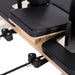 Elina Nubium Reformer with Tower Bundle Close-Up View Of Black Upholstery And Shoulder Rest Assembly