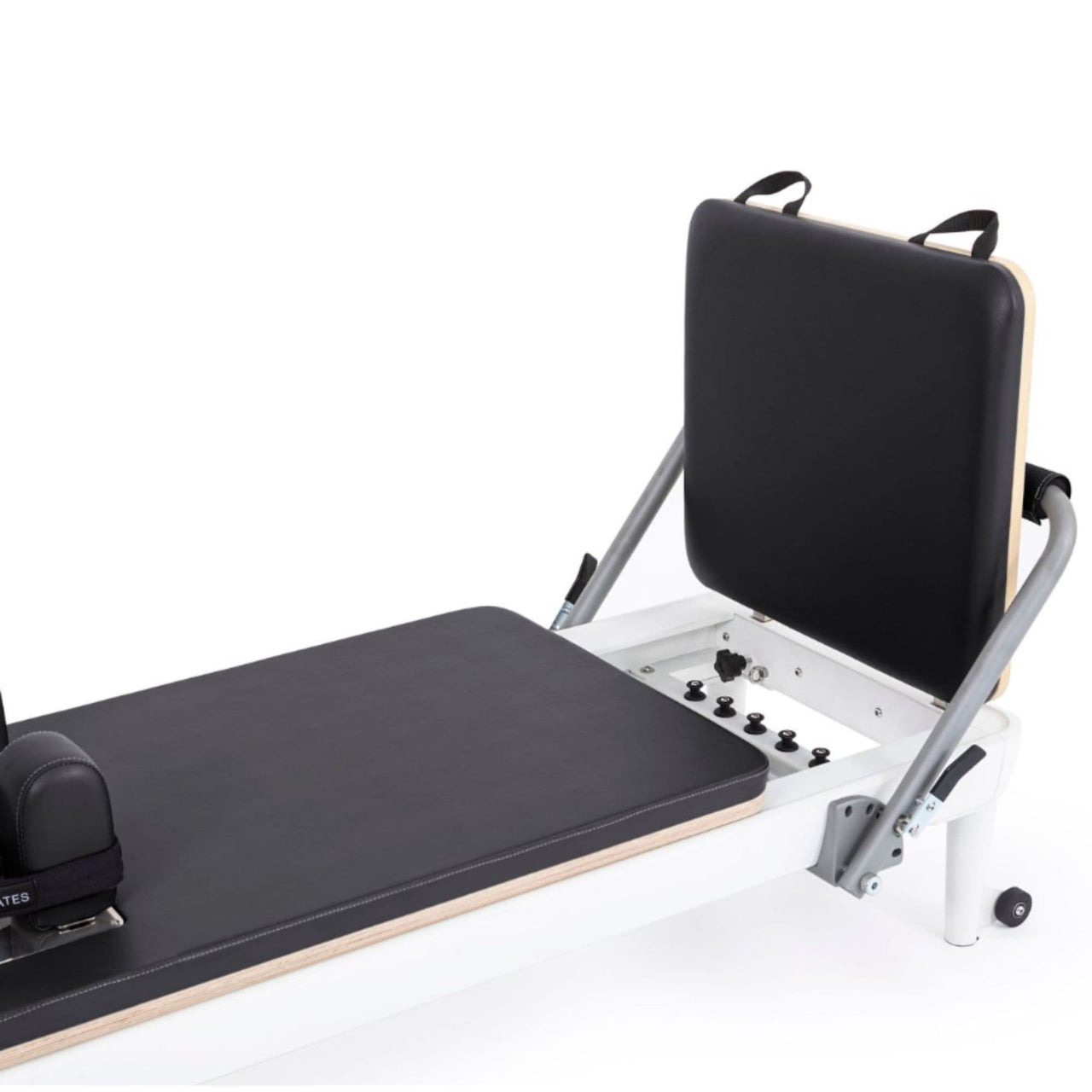 Elina Nubium Reformer with Tower Close-Up View Of Removable Jump Board And Support Arms