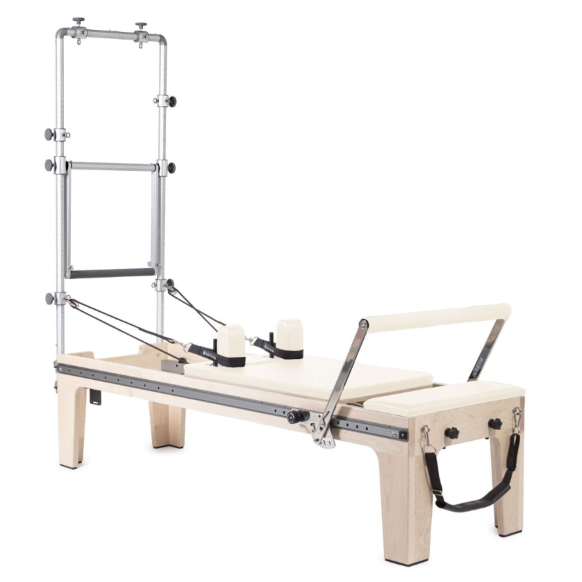 Elina Physio Reformer Master Instructor with Tower Ivory Variant Front Angled View On White Background