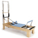 Elina Physio Wood Reformer with Tower Ocean Blue Variant Front Angled View With Complete Set On White Background
